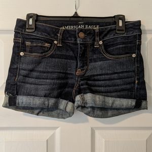 AE Stretch Dark Denim Shorts